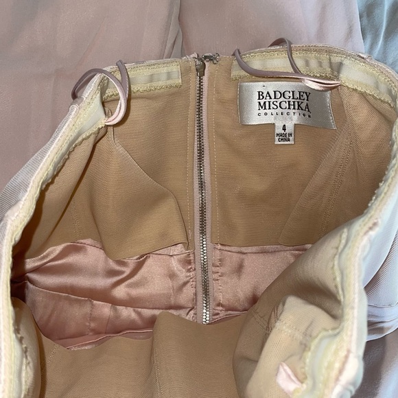 Badgley Mischka Blush Chiffon Strapless Gown - Picture 7 of 10